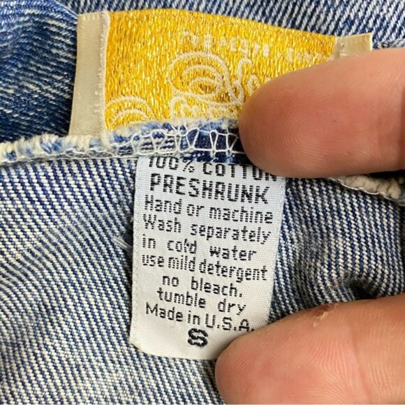 Vintage 90s Marshall Rousso Acid Wash Denim Jacket W Gold Western Accents S - Picture 15 of 16